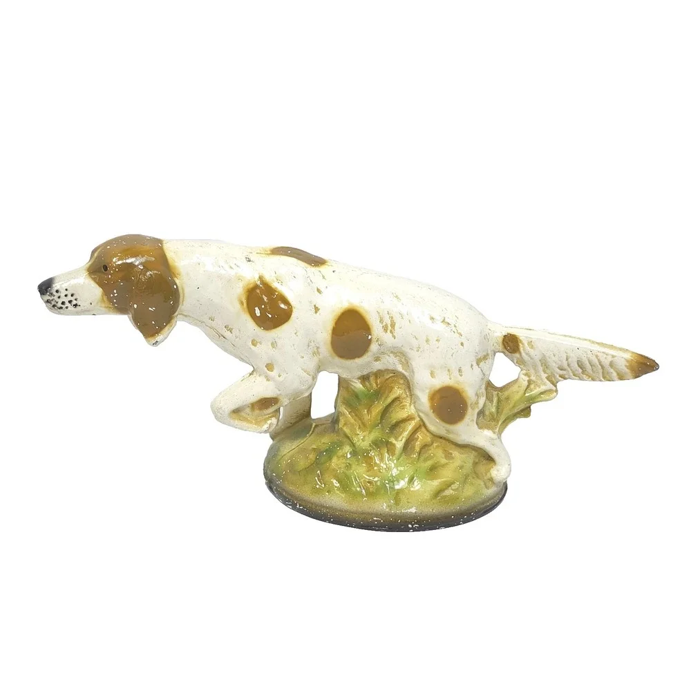 Vintage Scott Prod Cast Metal White & Brown Pointer Hunting Dog Bottle Opener